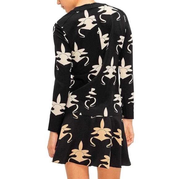 Tibi Ghost Orchid Silk Yoked Drop Waist Dress 4 - Picture 2 of 11